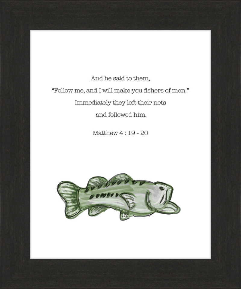 Matthew 4:19-20 ESV w/green bass