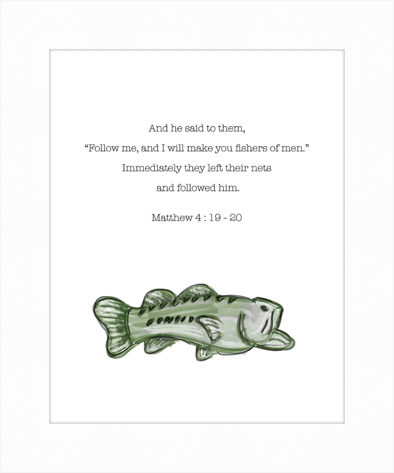 Matthew 4:19-20 ESV w/green bass