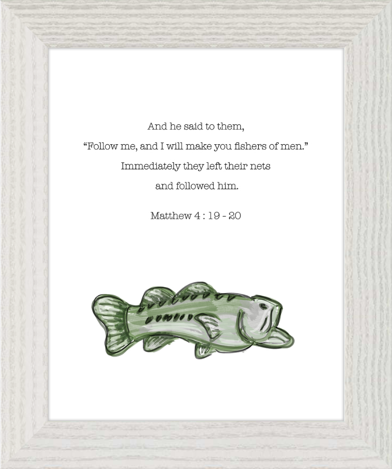 Matthew 4:19-20 ESV w/green bass