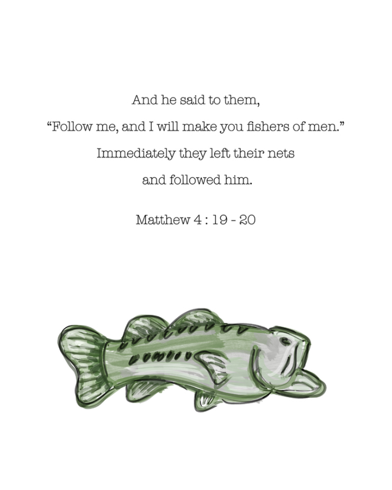 Matthew 4:19-20 ESV w/green bass