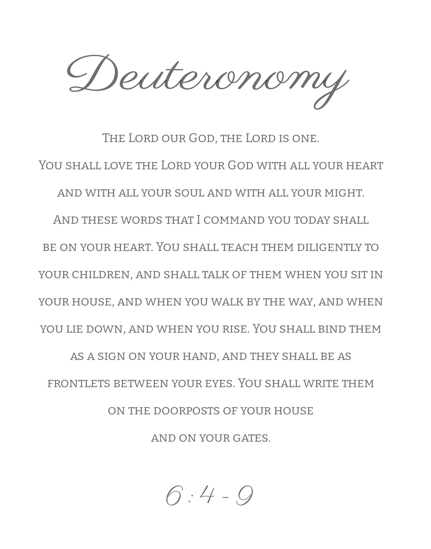 Deuteronomy 6:4-9 ESV Cursive Digital